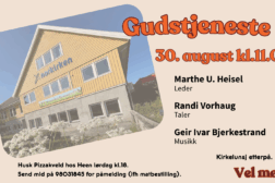 Gudstjeneste 30.august
