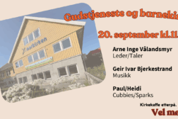 Gudstjeneste og barnekirke 20.sep